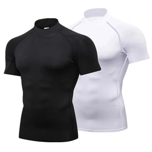 T-shirt de compression pour homme, à séchage rapide, manches courtes, décontracté, été, t-shirt de fitness, entraînement, course à pied, haut ajusté, tee-shirt, rashguard pour homme - Product Image 1