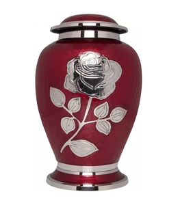 Urne funéraire en aluminium aluminium rouge pour cendres humaines Urne funéraire pour adultes avec grande urne à fleurs pour cendres humaines - Product Image 1