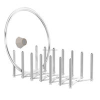 WIREKING Organisateur pliable et réglable pour casseroles et couvercles de casseroles, pour armoire de cuisine, comptoir, rangement gain de place