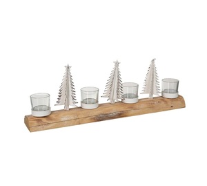 Centro de mesa navideño con materiales de madera y metal diseñados con acentos vintage perfectos para celebraciones de vacaciones de invierno. - Product Image 1