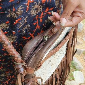 Nouveau concepteur frange sac à bandoulière à la main cheveux sur peau fourrure 100% en cuir véritable sac à bandoulière pour les femmes multi-usages sac élégant - Product Image 2