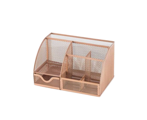 Élégant usine vente en gros métal Rose or couleur placage bureau maison métal maille bureau fil métallique porte-stylo - Product Image 4