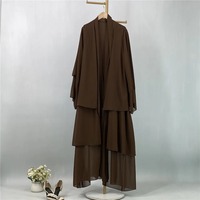 Thobe / Thawb Vente en gros Vêtements islamiques pour femmes Robe maxi musulmane perlée Abaya avec foulard