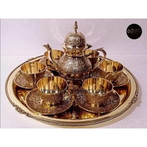 Ustensiles de cuisine design vintage pour le café et le thé Pots de service attrayants en laiton plaqué or et pots de décoration pour la maison - Product Image 2