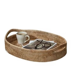 Handmade Oval Rattan <b>Tray</b> for <b>Office</b> Pantry Cafeteria Restaurant Catering Use Serving Snacks Tea Coffee and Event Essentials - Product Image 2