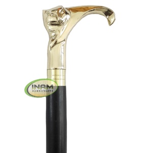 Extreme Quality Designer Wooden <b>Walking</b> <b>Stick</b> with Brass Golden Animal Handle / Wooden <b>Walking</b> Canes with Brass Animal Handle - Product Image 1