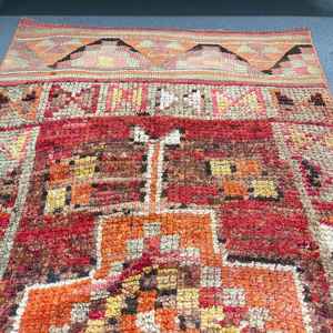 Alfombra Turca Vintage, Alfombra de 2.6x9.9 pies, Alfombra Roja Ikat - Product Image 3