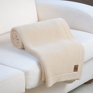 100% coton biologique ALINA couverture 150*200 maison couverture Crochet câble tricot haute qualité nouvelle conception Ultra douce couverture - Product Image 2