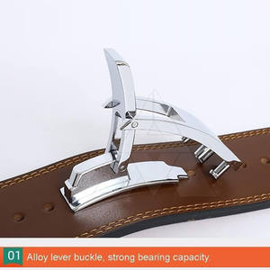 Vêtements d'entraînement antidérapants en cuir de vachette robuste Ceinture à levier d'haltérophilie avec logo personnalisé pour le fitness - Product Image 6