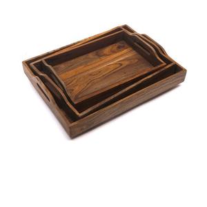 Juego de 3 bandejas de servidor de comida con acabado verde decorativo hecho a mano de alta calidad para el hogar, Hotel, restaurante, servidor de cena, artículos de Catering - Product Image 3