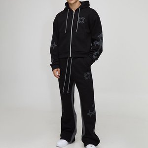 ชุดวอร์มสีดำสำหรับผู้ชายชุดวอร์มระบายอากาศได้ดีพิมพ์ลายโลโก้ตามสั่ง - Product Image 1