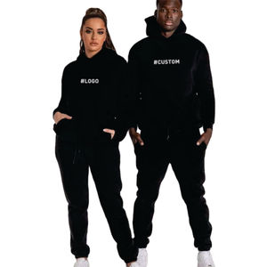 Sudadera con capucha ajustada personalizada unisex, chándal de algodón pesado bordado polar, deporte de invierno de talla grande, chándal con estampado sólido - Product Image 2
