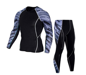 100% Top Haute Qualité Compression Fitness Costume À Manches Longues À Séchage Rapide Respirant Solide Motif Compression Ensemble - Product Image 4