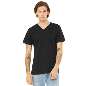Venta al por mayor llano 100% algodón Slim Fit tamaño camiseta para hombres y mujeres de alta calidad cuello en V camiseta personalizada - Product Image 4