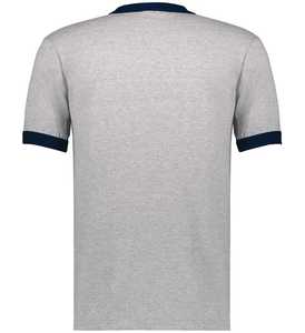 Camiseta Unisex de Punto con Ribete en Contraste y Detalles Retro, 100% Algodón, Antiarrugas, Corte Holgado, Informal y Cómoda - Product Image 3