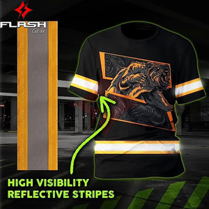 T-shirt de travail de sécurité réfléchissant à haute visibilité pour homme, manches courtes, col rond, solide, conforme à la norme ANSI classe 1, logo personnalisé, extérieur - Product Image 3