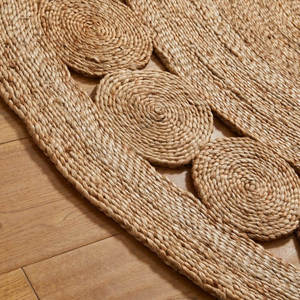 พรมปอกระเจาทอมือทรงกลม ลายวงกลมธรรมชาติ สำหรับตกแต่งห้องนั่งเล่น - Product Image 3