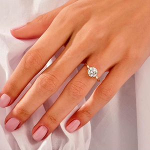 แหวนเพชรกลมหรูหราที่มีการจับคู่แหวนแต่งงานสีทองกุหลาบทองสีขาวทองหรือสีเงินห้องปฏิบัติการปลูกเพชรสำหรับงานแต่งงาน - Product Image 1