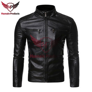 Chaqueta de Cuero Genuino Color Bronceado para Hombre, Estilo Motero, Cuello Alto, Chaqueta de Cuero para Motocicleta, Fabricante OEM ODM - Product Image 4