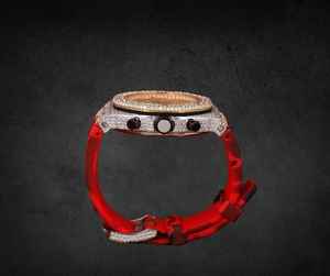 Custom Design 41mm Sport Collection Silicone Rubber <b>Watch</b> Band 21mm Band Width Iced Diamond Finish Antique Mechanical <b>Watches</b> - Product Image 4