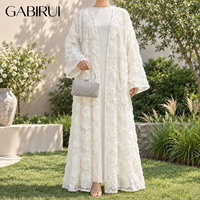Ensemble 2 pièces de luxe pour femmes musulmanes, Abaya brodée de fleurs en maille perlée de Dubaï, Kimono de fête EID, Ensemble intérieur tendance TikTok, OEM