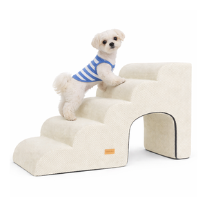 [AllmioPet] Escaleras para Mascotas 3 en 1 Estilo Cueva, 5 Escalones, Color Marfil, AMP C5 IV, Escalones Interiores para Perros, Gatos, Cachorros y Gatitos, para Sofá, Cama y Muebles - Product Image 1