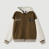 Produsen Jaket Baseball Bordir Patch Handuk Tebal OEM Grosir Berkualitas Tinggi Jaket Varsity Pria Berkerudung