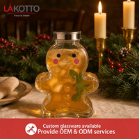 Bouteille en verre en forme de pain d'épices LAKOTTO 450 ml avec couvercle, vente en gros de verrerie, approvisionnement en vrac, cadeau promotionnel, logo personnalisé, OEM