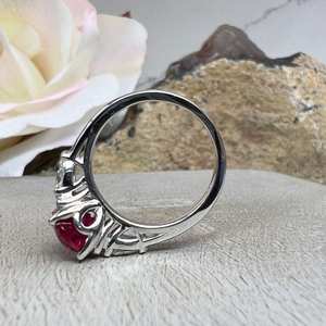 Top Trending Oval Cut Pink Ruby 14K Oro blanco Anillo de compromiso de piedras preciosas para mujeres Diamante Joyería fina al precio más bajo - Product Image 5