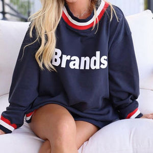 Suéter universitario Sudadera de cuello simulado de dos tonos Sudadera de cuello alto a rayas Sudadera de cuello alto de gran tamaño - Product Image 5