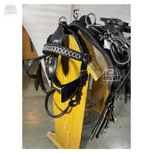 Ensemble complet de harnais de conduite de cheval en cuir indien personnalisé en gros en noir marron - Product Image 4