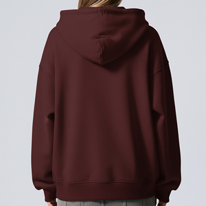 Sudadera con Capucha para Mujer, Nueva, Moderna, de Algodón 100%, Gruesa, con Logotipo Bordado en 3D Personalizado, Color Sólido, Corte Holgado, Estilo Urbano - Product Image 2