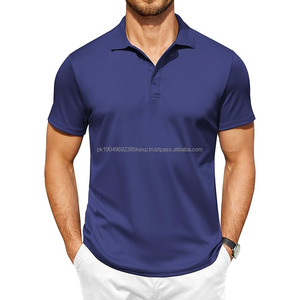 Ropa informal Polo de manga larga para hombre Camisa de manga corta 100% Algodón 220GSM Color sólido Polo en blanco para hombre - Product Image 3