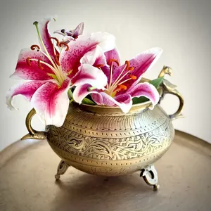 Maceta Moderna de Latón Tallado para Uso en el Hogar y en el Suelo - Product Image 4