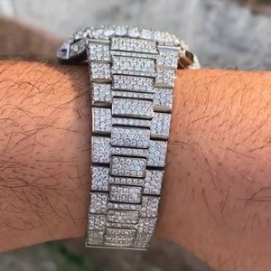 Montre en acier inoxydable de haute qualité avec moissanite incrustée, bracelet de 20 mm pour hommes et unisexe, meilleur prix de gros pour les bijoux - Product Image 3