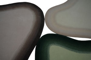 พรมทอมือ ขนสัตว์แท้ 100% เป็นมิตรกับสิ่งแวดล้อม ขนปานกลาง ผ้ารองบาง รูปทรงแปลกใหม่ ลายโมเดิร์น นามธรรม สีไอวอรี่-เทา สำหรับตกแต่งบ้าน - Product Image 4