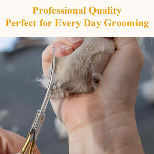 Tijeras de corte de pelo de acero inoxidable de la mejor calidad, medio oro, doble gancho, herramienta de aseo para mascotas ANAAIF - Product Image 5