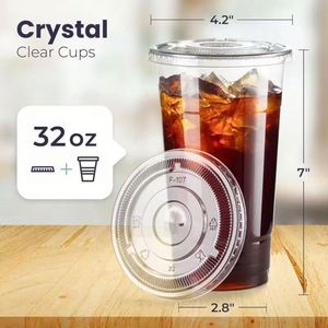 Vasos de Plástico Desechables Personalizados de 107 mm, 30/32 oz, Vasos de PET para Bebidas Frías, Té de Burbujas, Jugos, Boba, con Tapas y Pajitas - Product Image 2
