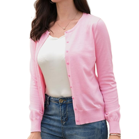 Suéteres de Punto Personalizados OEM con Bordado Chenille para Mujer, Cárdigan de Invierno, Antiencogimiento, Transpirable, Cuello en V, Cuello Plegable, Todas las Tallas