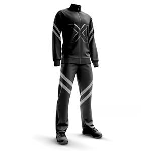 Venta al por mayor de ropa deportiva de talla grande para hombre de secado rápido de manga larga elástico impreso cremallera completa transpirable conjunto de chándal para correr - Product Image 2