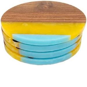 Posavasos decorativo de madera con epoxi para mesa de comedor, posavasos decorativo para servir té, 4 unidades - Product Image 3