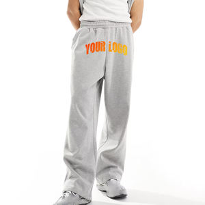 Pantalones pesados de algodón 100% para hombre, pantalones de chándal de pierna recta lavados personalizados, ropa de calle holgada de gran tamaño, estampado informal de invierno - Product Image 4