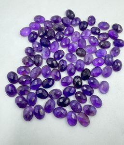 Haute qualité violet améthyste Briolette Checker coupe lâche forme ovale naturelle 8x10mm-15x20mm fabrication de bijoux en gros gemmes - Product Image 3