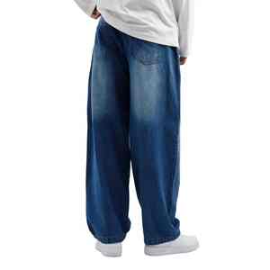 Men's Casual Mid Waist <b>Baggy</b> Denim <b>Jeans</b> Dark Blue Flared Wide Leg Pants Breathable Plain Dyed Men <b>Women</b> <b>Jeans</b> Manufacturer - Product Image 4