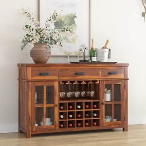 Aparador de Madera de Teca Maciza, Ecológico, Duradero, Rústico, Estilo Antiguo, Mueble de Bar para Vinos, Hecho a Mano, para Comedor o Cocina - Product Image 1