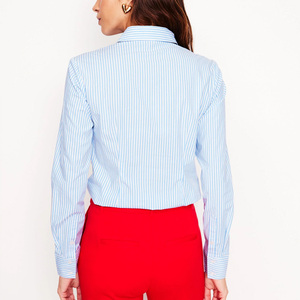 Camisas de trabajo de manga larga para mujer con bordado de impresión de logotipo personalizado para oficina corporativa fábrica de uniformes de negocios - Product Image 5