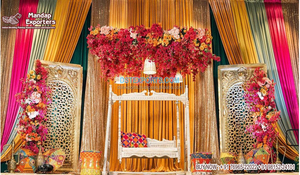 Conjunto de escenario de Walima musulmán seductor, telón de fondo de boda, decoración de escenario, espléndido conjunto de escenario de recepción de boda - Product Image 2