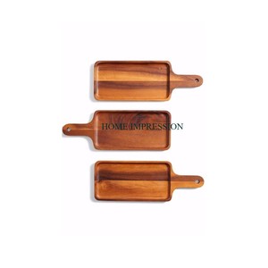Plateau de service en bois d'acacia de forme carrée pour café thé fruits nourriture Dessert plateau en bois fournitures de plateau décoratif de table - Product Image 1