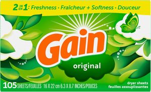 Feuilles assouplissantes Gain Plus anti-plis, parfum original, 105 unités, combat l'électricité statique avec une touche de parfum, feuilles pour le linge - Product Image 6