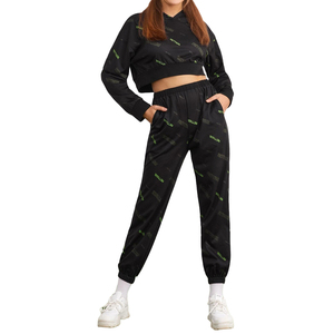 Último diseño de las mujeres Plain Crop Top Sudadera con capucha Nueva llegada de moda Crop Top Sudadera CON CAPUCHA DE LAS MUJERES - Product Image 2